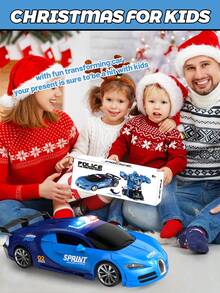 1pc Kids Remote Control Transformer Car Toy - Transformable RC Robot Car With Flashing Lights, 360° Spin & Drift, Ideal Christmas, Halloween, Thanksgiving Gift For 4-12 Year Old Boys And Girls (Blue) - Multicolor - View 8