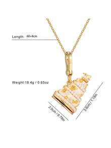 1Pc Fashion Luxurious Faux Zirconia Bow Enamel Openable Gift Box Pendant Necklace For Women Sweet Cool Party Jewelry, High-End Accessories, Bag, Keychain Pendant, Chic Girlfriend Gift, Christmas Gift - Bird and Flower Cake Pendant Necklace - View 5