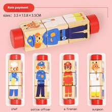 Khối xếp hình động vật bằng gỗ xoay dành cho trẻ em 1 tuổi Đồ chơi giáo dục sớm thú vị về động vật, trái cây, đồ chơi giải đố nhận thức nghề nghiệp, đồ chơi giáo dục sớm về đối tượng, đồ chơi giải đố nhận thức, đồ chơi để bàn tương tác dành cho cha mẹ và trẻ em, bài tập vận động tinh cho tay trẻ, phát triển trí thông minh - Nhiều màu - Xem 14