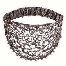 1 Piece 4 Colors Lace Pattern Hairband Headband With Artificial Pearl Pendant Elastic Headband Wide Brim Hair Accessory Women Daily Party Festival Decoration - màu đen - Xem 4
