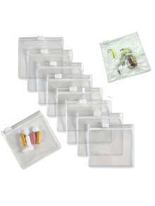 药品收纳袋，5/10/20个装可重复使用药品收纳袋，拉链药品袋套装，诱饵袋珠宝收纳袋自封式药品收纳装置及旅行配件 - 透明 - 查看 3