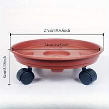 1pc Flower Pot Tray With Wheels, Thick Base, Plastic Large Planter Saucer With Casters, Movable Flower Pot Stand - Multicolor - View 13