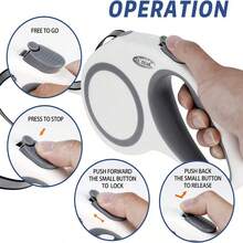 360° Retractable Dog Leash With Comfortable Non-Slip Handle, Max For 50 Lbs, One-Button Quick Lock Brake With Anti-Slip Handle, Suitable For Medium & Small Dogs