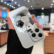 Funda para móvil con estampado de salpicaduras de balón de fútbol. Compatible con teléfonos ,  17,  16 Pro Max,  15 Pro Max,  13 y  12. Fabricada en TPU para una protección eficaz contra golpes y caídas. Un regalo ideal para familiares, amigos, seres queridos, parejas y para Navidad. - Blanco - Ver 6