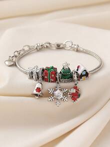 1件圣诞铃铛、圣诞树、雪屋、镂空雪花串珠手链，圣诞礼物 - 均碼 - 查看 2