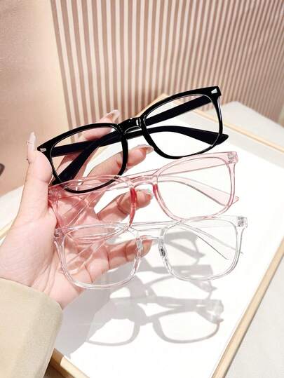 3 piezas de gafas cuadradas multicolor con luz azul para mujeres, hechas de material de PC, ligeras, estilo Y2K, accesorios para teléfonos móviles, gafas con luz azul para mujeres, gafas falsas, gafas transparentes, gafas para mujeres, accesorios navideños, accesorios de Halloween, adecuadas para uso diario en la oficina, vuelta al cole, juegos, looks de fiesta, estudios en el campus.