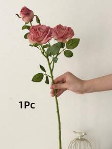 3支/1支复古风格人造玫瑰花，饰以仿真花，包含2朵花和1个花苞，情人节礼物 - 彩色 - 查看 13