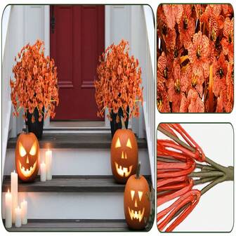20  Artificial  Fall   For Outdoor Decorations,  Mums Silk Colorful Daisy Realistic UV Resistanall   For Outside  Planter Porch Patio Autumn Decor