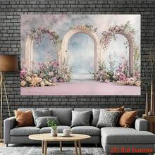 2D Flat BannerA Photo Backdrop With A Decorative Background Featuring A Fantasy Pattern Of Flower Columns, A Luxurious And Dreamy Style Backdrop Cloth, Covering The Wall - 1 - View 3