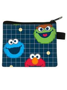 Sesame Street Cartoon Coin Purse, Portable Card Holder, Fashion Small Storage Bag, Can Hold Lipstick, Makeup Brushes, Skincare, Phone, Coins, Small Items, Suitable For Home, Gifts, Vacation And Holidays (Halloween, Christmas) And Multi-Purpose Use