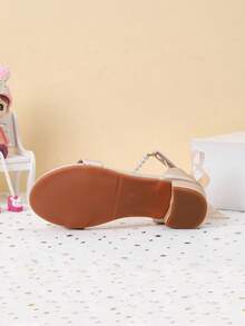 Summer New Arrival Printed Fabric Strap Girls High Heel Sandals, Girls' High Heel Dance Shoes For Student Performance And Daily Activities, Wedding Shoes - Apricot - View 6