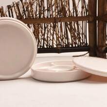 White Ceramic-Style Watercolor Paint Palette With Lid, Multi-Well Mixing Tray, New Year Back-To-School Must-Have Pro Art Supply, Portable Palette For Students Artists Painters Crafters DIY Outdoor Sketch Painting Ready Stock - Round - View 4