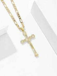 1 件时尚简约 2025 新款防过敏铜镶嵌锆石吊坠项链，适合母亲/情人节情侣/朋友/教父母礼物，天主教第一，日常和节日祈祷佩戴