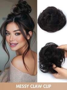 [Hot Selling] Chic Messy Curly Hair Chignon Claw Clip Elegant Claw Clip Bun Hair Extension For Women Versatile Daily Use Soft, Fluffy & Durable Elastic Bun Extension For Women, Versatile Colors Available - Multicolor - View 15