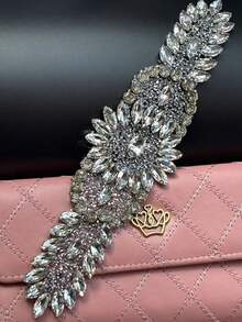 1pc Rhinestone Applique, Clothing Accessory, Bag, Hat Decor, DIY, Wedding Dress, Costume Belt, Bag Decoration, Stage Costume Accessory - Long Terms - View 2