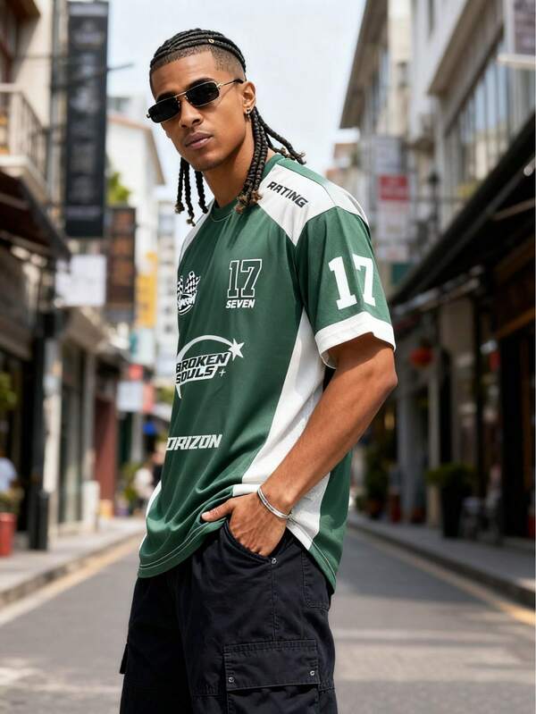 قميص كرة قدم رياضي قصير الأكمام بتصميم شبكي ذو ألوان متباينة للرجال، بطراز موحد قصير الأكمام للربيع/الصيف، تصميم جديد لعام 2026 بطباعة حرفية على قماش شبكي متنفس