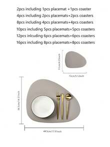 2/4/8pcs Grey Placemat And Coaster Set (Placemat + Coaster), Triangle Placemat, Tabletop Decor Placemat, Holiday Gift Placemat Set (2pcs Includes 1 Placemat + 1 Coaster) (4pcs Includes 2 Placemats + 2 Coasters) (8pcs Includes 4 Placemats + 4 Coasters) - CD Grey - View 10