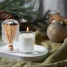 Lake Balaton 螺旋形火柴盒 - 玻璃造型塑料罩，适用于 4 英寸香薰蜡烛，安全扣环，餐桌、壁炉、浴室装饰摆件（不含火柴），烛台装饰，壁炉配件，优雅家居点缀，外观时尚