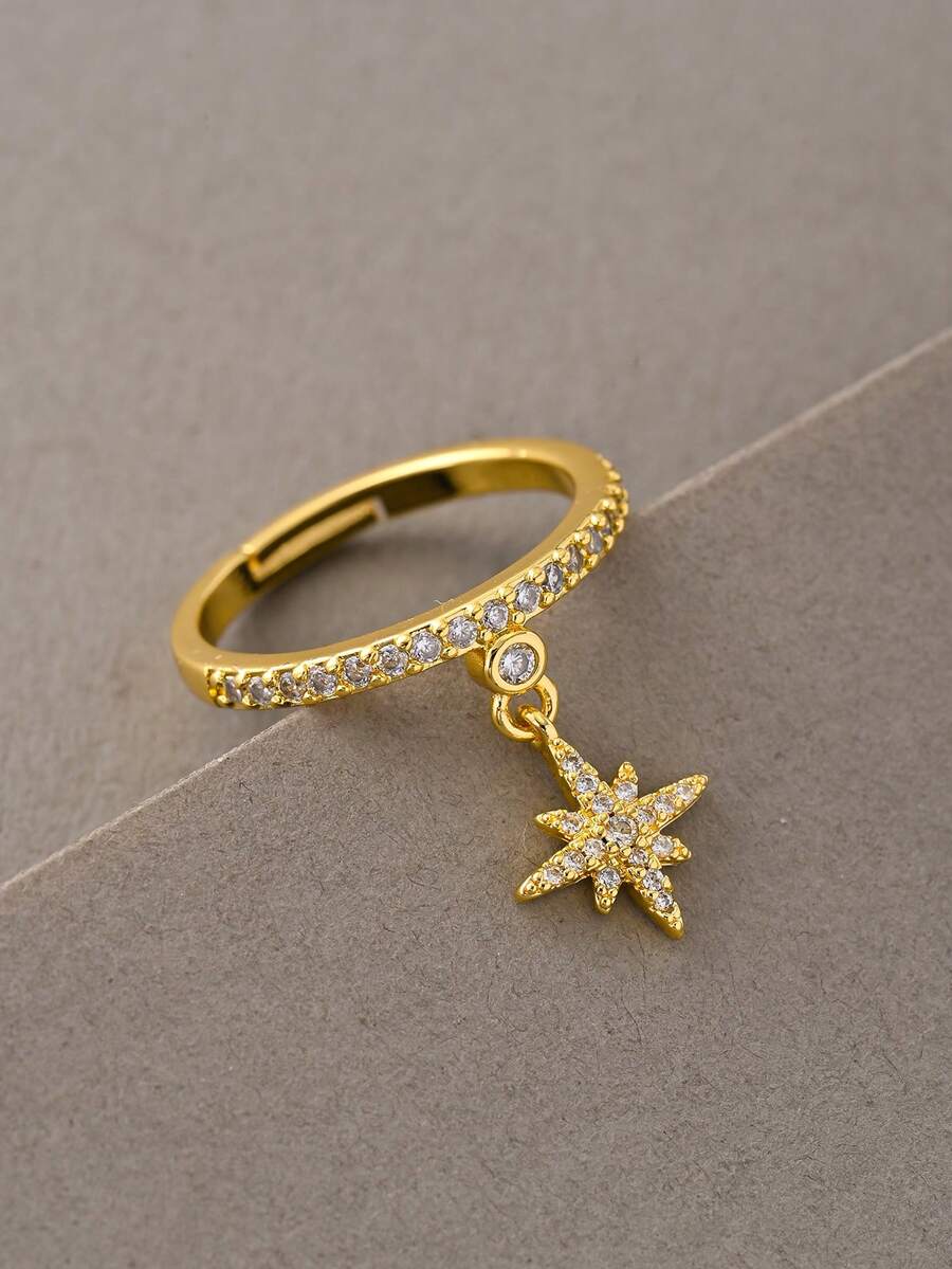1 pieza Anillo con micro-incrustaciones de circonita, adecuado para uso diario, citas, vacaciones y bodas de mujeres