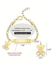 1pc Personalized Bracelet Customize Your Name Teddy Bear DIY Charm Bracelet Custom Name Bracelet Stainless Steel Non-Allergic Bracelet Fashion Ideal Gifts Valentine's Day Custom Gifts New Year Gifts For Him Family, Friends, Daughter, Son, Her For Children's Day,Ideal Gifts For Him, Ideal Gifts For Her,Customized Fashion Jewelry,Urban Gala