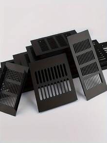 2件套通风面板排气表燃气出口柜门透气网铝合金透气孔装饰盖柜体冷却格栅门 - 黑色 - 查看 4