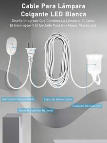 Extensión Con Socket Para Foco 5 Metros(no contenido focos), cable portátil resistente para lámpara, extensión eléctrica para foco, accesorio hogar eventos, enchufe largo para iluminación - 1 Pieza - Ver 10
