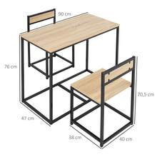 HOMCOM Dining Set With Table And Chairs (3 Pieces), Ideal For 2 People, Small Space (Kitchen, Living Room), Oak. - Oak Color - View 8