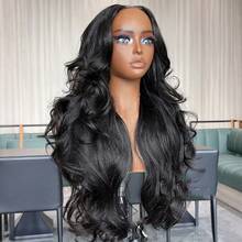 New In 250% Density Pre-Styled Butterfly Cut Layered U Part Natural Black Synthetic Hair Wigs - Black - View 2