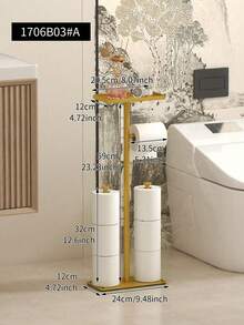 独立式卫生纸架，独立浴室收纳架，节省空间，纸巾收纳，大容量纸巾收纳架，浴室收纳整理，浴室纸巾架浴室配件 - 彩色 - 查看 10