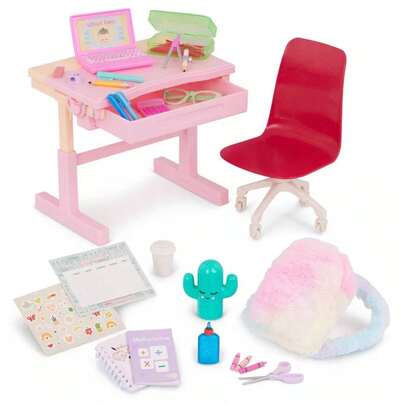 Our Generation School Dreams Modern Desk With Tilt Top Accessory Set For 18" Dolls: Creative Thinking Plastic Accessories