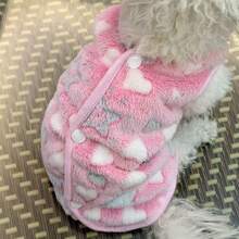 Coral Fleece Heart Pattern Pet Vest, Cute Backless Design, Suitable For All Seasons - Pink - View 2
