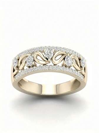 Exquisitely Crafted Luxury Eternal Ring, Adorned With Sparkling White Synthetic Cubic Zirconia, Elegant Princess Wedding Band, Romantic Engagement Ring Suitable For Any Occasion, A Precious Jewelry Piece