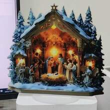 优雅的亚克力耶稣诞生场景带支架 - 非常适合书桌和客厅装饰 | 送给朋友的完美生日或圣诞礼物 | 多功能宗教家居装饰品 - 彩色 - 查看 7