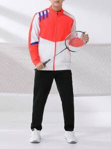 男士户外运动休闲拉链夹克 - 带拉链口袋，长袖，适合户外运动、徒步、网球、骑行、度假、健身、聚会、休闲外出，秋冬季保暖，运动休闲风格 - 紅色 - 查看 2