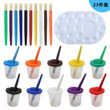 8pcs Brush Cleaning Tube Set, 4pcs Anti-Spill Paint Cups With Soft Colored Lids And 4pcs Paint Brushes, Great Painting Tool Back To School - Multicolor - View 14