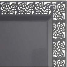SILVER SPOONS - Bandejas de plástico de encaje elegantes 6 unidades bandejas de plástico desechables y platos para fiestas 14 x 7.5 pulgadas sirve aperitivos postres dulces perfectas para - plateado - Ver 6