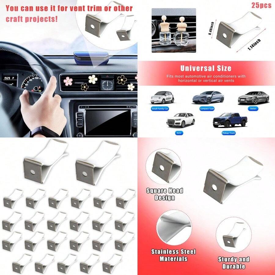 NewAugeny 25 PCS Square Head Car Air Vent Clips Auto Air Conditioner Outlet Perfume Clips Universal Car Air Freshener Vent Clips Vehicle Interior Accessories For Car Office Home Round Hole-White - Lỗ tròn màu trắng - Xem 1