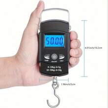 110lb/50kg Digital Display Fishing Scale With Backlit LCD Screen And Built-In Measuring Strap - Portable Pocket Scale With Suspension Hook, Tare Function, Unit Conversion (Lb/Kg/Oz/G), Hold/Max/Min/Memory Functions - Ideal For Fishing And Hunting - Black - View 9