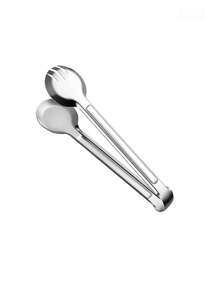 1 chiếc kẹp nướng hình bán nguyệt/tròn bằng thép không gỉ, kẹp thực phẩm dùng trong nhà bếp, kẹp rau củ, kẹp salad, kẹp mì ống, kẹp bít tết chiên kiểu phương Tây, kẹp thịt nướng, kẹp đồ chiên, kẹp bánh, kẹp phục vụ tiệc buffet. - Bạc - Xem 10