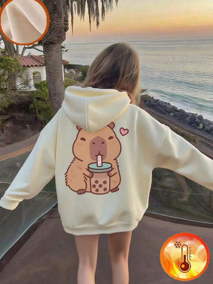 1 Stück Mädchen Lässiger bedruckter Pullover Hoodie Sweatshirt, warm thermisch gefüttert, Langarm, Herbst/Winter - Lustiger und bunter Hoodie, um die Fantasie junger Geister anzuregen
