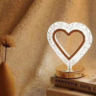 1 pieza Luz ambiental elíptica de cristal recargable con cambio de 3 colores, regulación infinita, control táctil, interfaz de carga Tipo C, lámpara decorativa LED para el hogar, dormitorio, sala de estar, oficina