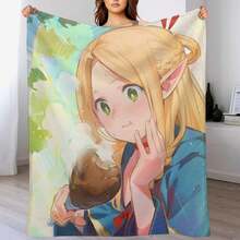 Delicious In Dungeon - Marcille Donato Throw Blanket Decorative Sofas Luxury Throw Bed Plaid Cute Blankets - màu đen - Xem 1