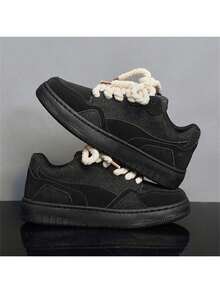 Men's Casual Shoes Anti-Slip Abrasion Resistant Thick Shoelace Breathable - Black - View 13