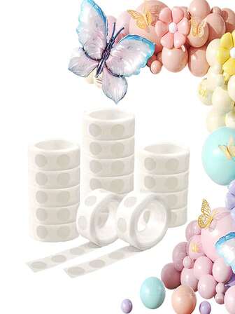 200 PCS  Glue Point Clear Balloon Glue (100pcs Round Dot/Roll) Removable Adhesive Dots Double Sided Dots Of Glue Tape For Scrapbook, Party, Wedding, Balloons Decoration, Valentine Day
