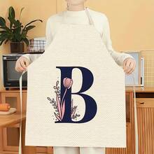 1pc Letter Pattern Apron, Creative And Interesting Fashionable Printed House Cleaning Apron, Waterproof Oil And Easy-To-Clean Kitchen Cooking Apron, Creative Home Apron, Work Clothes - Multicolor - View 5