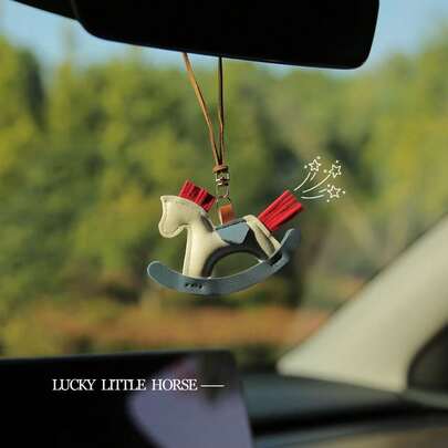 Cute Leather Horse Pendant, Adorable Car Rearview Mirror Hanging Decor