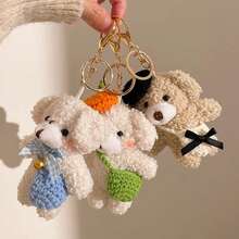 Lindo pequeño oso colgante de alta calidad de dibujos animados Animal llavero de peluche cachorro juguete de peluche muñeca mochila colgante accesorios llavero - F-4298 - Ver 7
