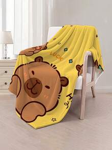 1pc Cute Capybara Printed Blanket - Soft Flannel, Lightweight For All Seasons, Great For Sofa, Bed, Beach, Camping, Ideal For Halloween And Birthday Gifts, Machine Washable - Multicolor - View 11