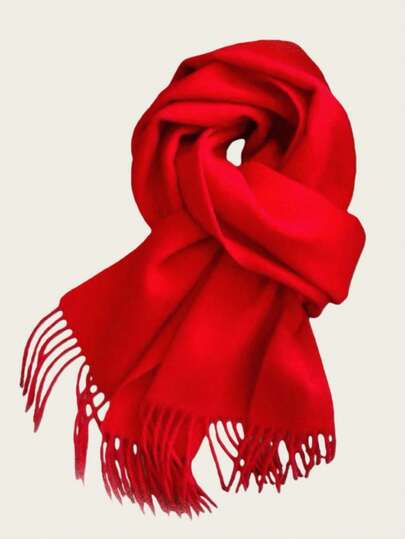 1 st Ny enfärgad fiskbensscarf för män för höst och vinter, unisex stickad tofs fransar varm lång halsduk, förtjockad, japansk och koreansk modestil, pojkvän och flickvän Presentarbete