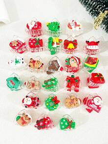 20pcs Women's Christmas Themed Random Assorted Christmas Tree, Santa Claus, Snowman, Gift Bag, Teddy Bear, Gingerbread Man, Triangle Hair Clips Hair Claw Winter Hair Accessories Fashion Claw Clips - Claw Clamp - View 12